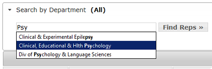 department search field